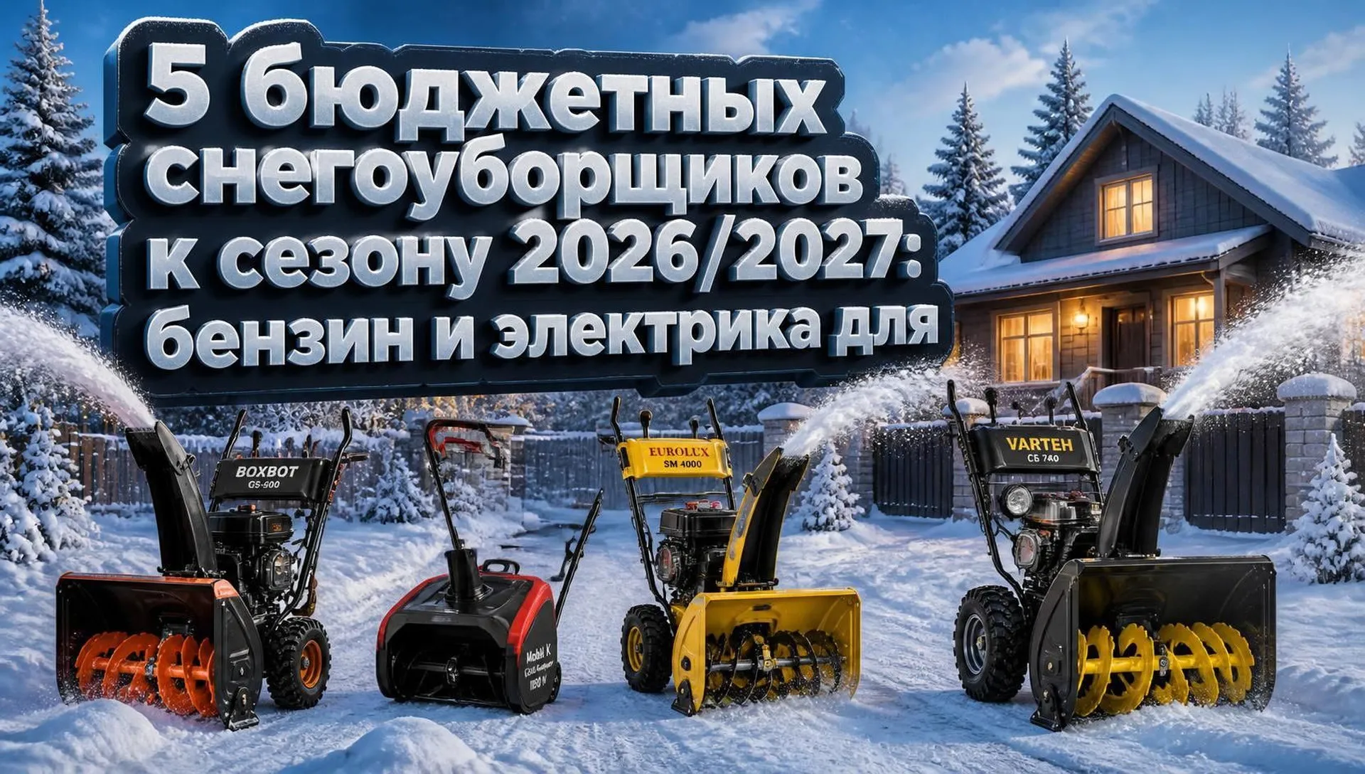 5 бюджетных снегоуборщиков к сезону 2026/2027: бензин и электрика для дачи и двора